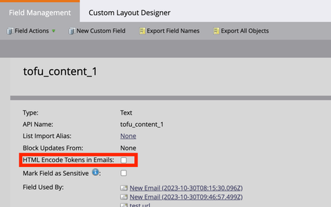 Toggling HTML rendering option in field management