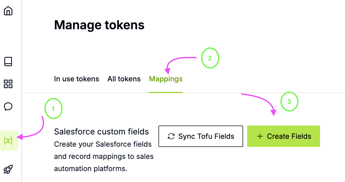 Token Management Mappings Create Fields